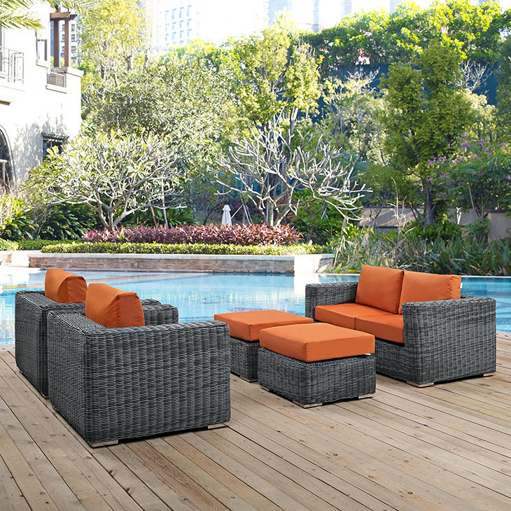 Brayden Studio® Alaia Wicker/Rattan 6 Person Seating Group with